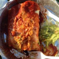 Fajita Burrito · With grilled onions, bell peppers, black beans and cheese. Served enchilada style with side ...