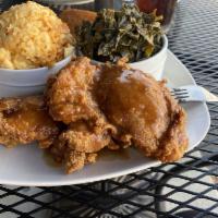 Fried Chicken · Double battered chicken fried up fresh, crispy, and golden brown. Dark meat only (thighs).