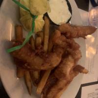 Fish and Chips · House cut and hand-battered cod served with seasoned fries, tartar sauce, and lemon.