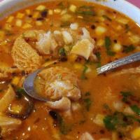 Menudo · Hot soup with tender soft pork belly in red sauce. 