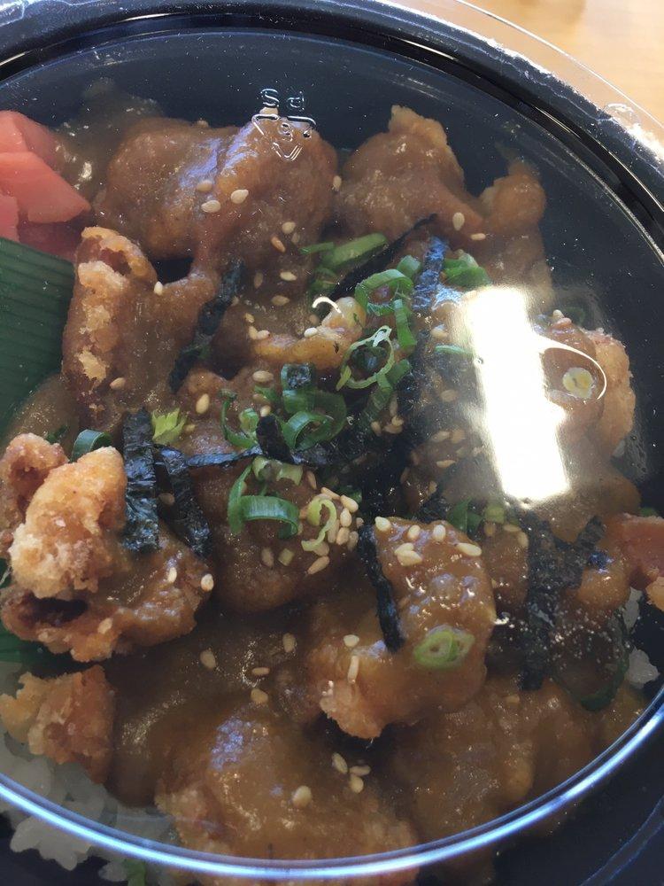 Curry Chicken Donburi · Sushi rice, karaage chicken, house curry, green onions, sesame seeds and nori.