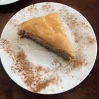 Baklava · Layers of phyllo dough with nuts, cinnamon and honey syrup.
