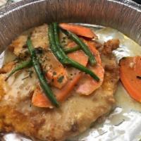 Parmesan Crusted Chicken · Comes with lemon white wine butter sauce.