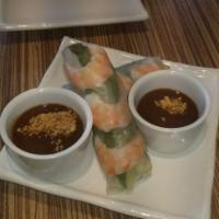 Summer Rolls · 2 fresh rice paper rolls with pork, shrimps, mints, lettuce served with house peanut sauce