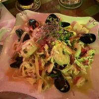 Seafood Pasta · Middleneck clams, calamari, jumbo shrimp, and pei mussels, sauteed with fresh lemon, butter,...