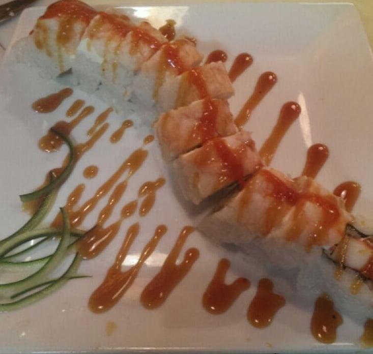 Dragon Roll · Hot. Kakiague, crab, avocado covered with cream cheese.