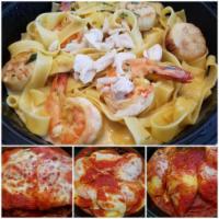 Stuffed Shells · Jumbo macaroni shells, stuffed with cheese mixture covered with our zesty tomato sauce and b...