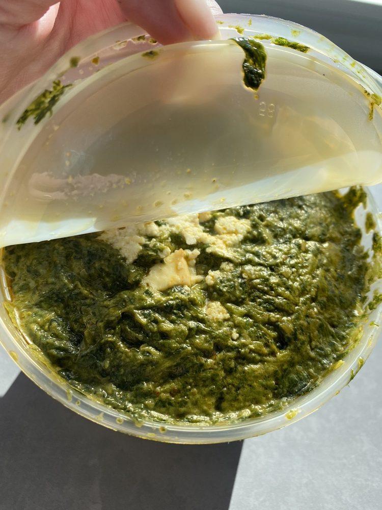 Palak Paneer · Creamy spinach cooked with homemade Indian cheese.