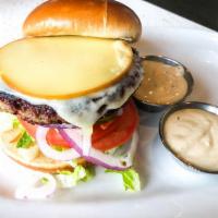 The Impossible Burger · Impossible burger, herbed goal cheese, organic mixed greens, tomatoes, grilled red onions, a...