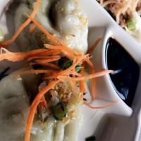 Chive Dumplings · steamed chive dumplings served with sweet soy sauce