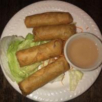 Spring Roll · Mixed vegetables and glass noodle in spring roll pastry, served with plum sauce.