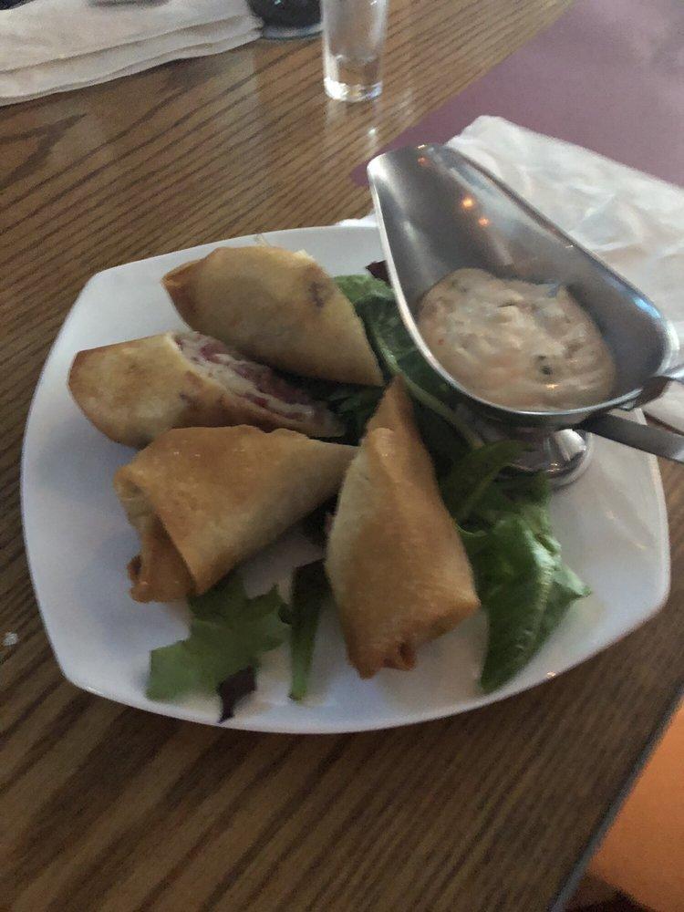 Reuben Spring Rolls · Stuffed with corned beef, Swiss cheese, and sauerkraut served with a Russian dipping sauce.