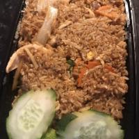 Basil Fried Rice · Stir fried rice with egg, basil, bell pepper, onion, carrot, bamboo shoot and string bean. S...