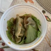 Vegetable Dumpling · Steamed vegetable dumpling with sweet soy sauce.