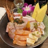 Deluxe Chirashi Sashimi Combo · Over 15 pieces. Sea urchin, hokkaido scallop, ikula, sweet shrimp and chef choice fresh fish...