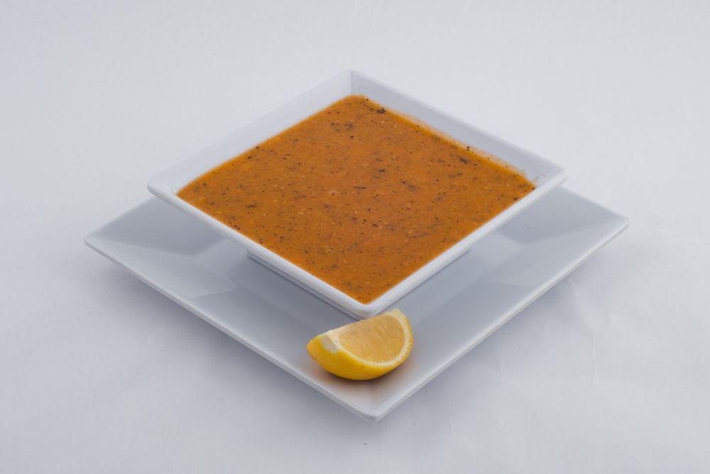 Lentil Soup · A blend of red lentil beans, Turkish seasonings, and fresh herbs.