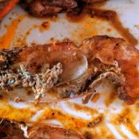 Langostinos · Nayarit style spicy prawns.