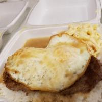 Loco Moco Lunch Plate · Hamburger steak served with gravy and topped with 2 eggs served over medium (unless specifie...