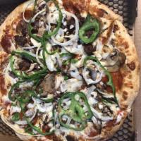 Ultimate Pizza · Traditional cheese pizza with the works: pepperoni, sausage, hamburger, mushrooms, onions, a...