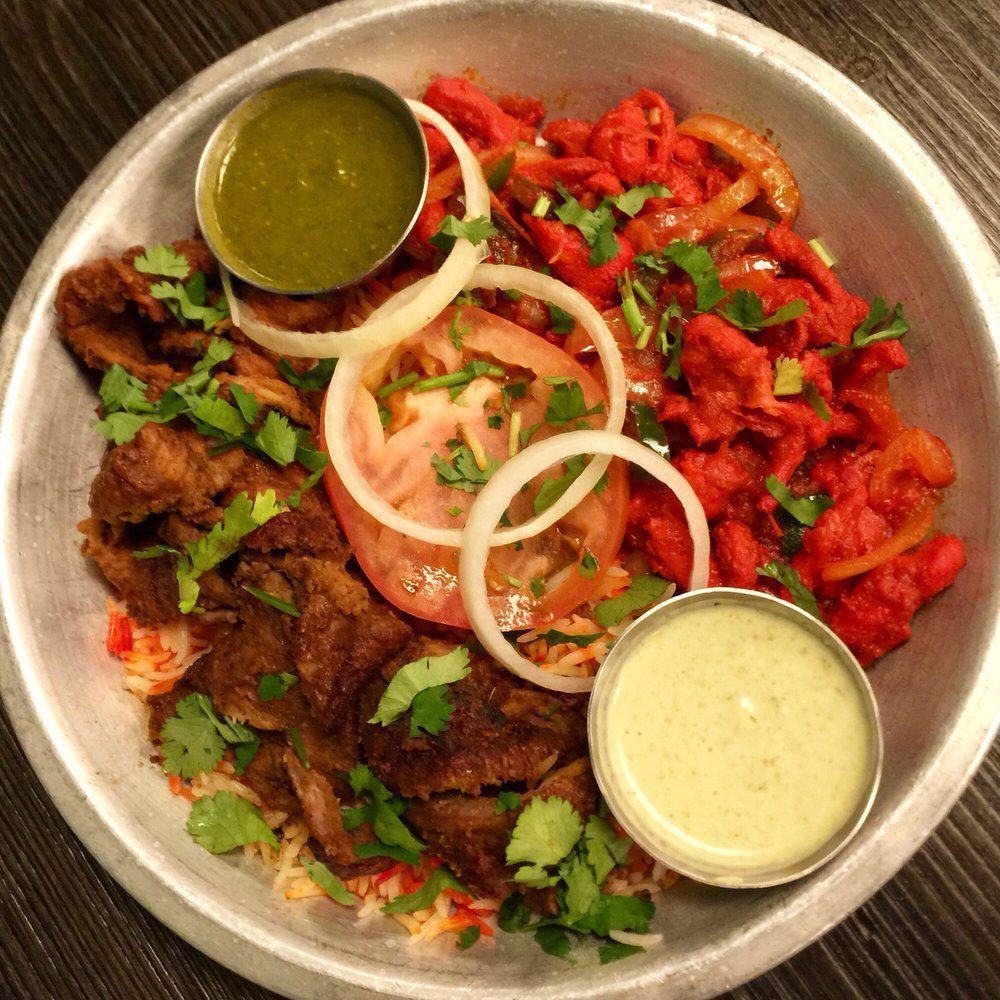 Beef Behari · Sliced steak marinated in our Behari spices. Then grilled with our wet rub. includes seasoned basmati rice, fresh chapati, and 2 chutneys.