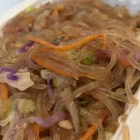 Japchae · A sweet and savory dish of stir-fried glass noodles & vegetables, add beef or chicken at ext...