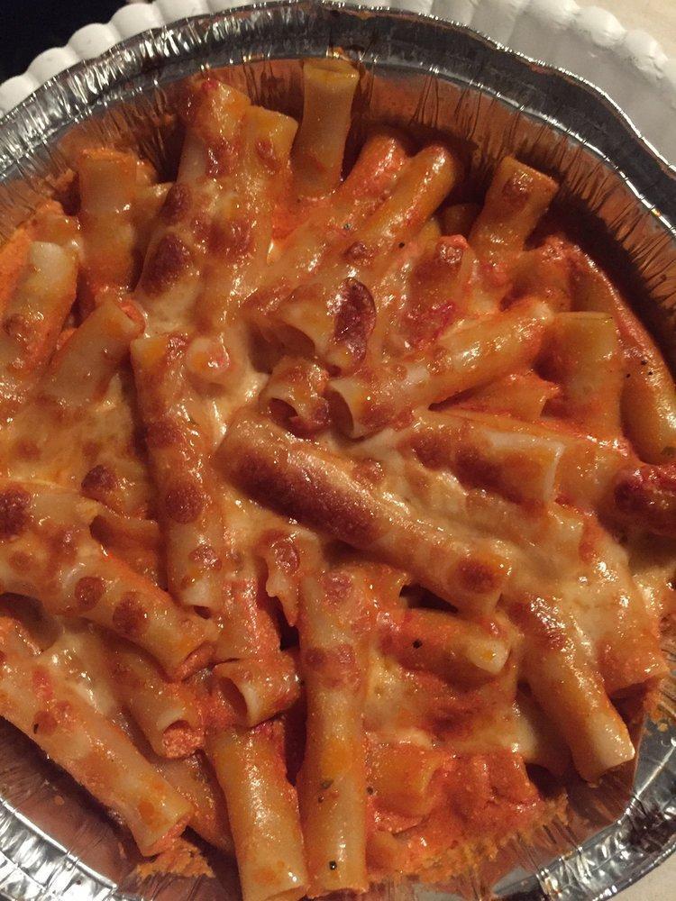 Baked Ziti · Noodles with tomato sauce, ricotta and mozzarella cheese. Comes with a side order of bread.