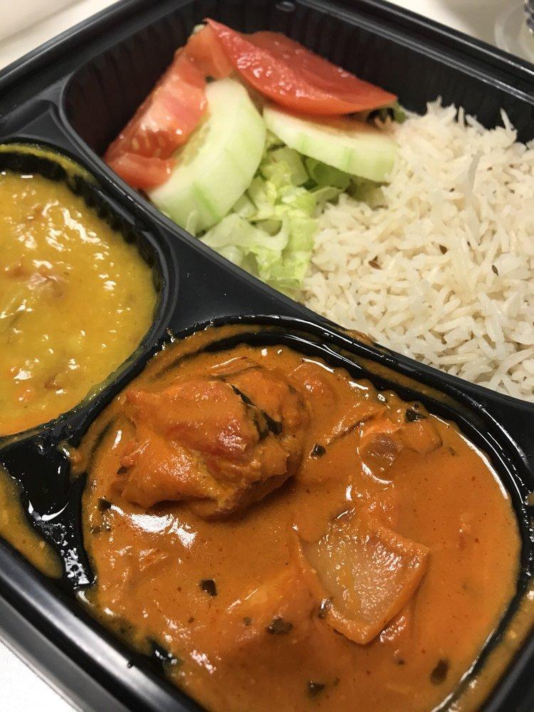 Chicken Tikka Masala · Tender boneless pieces of chicken cooked with tomatoes, bell peppers, onions and tomatoes, flavored with fresh Indian herbs.