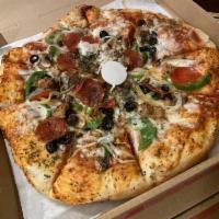 Supreme Pizza · Pepperoni, sausage, bell peppers, onions, mushrooms and olives.
