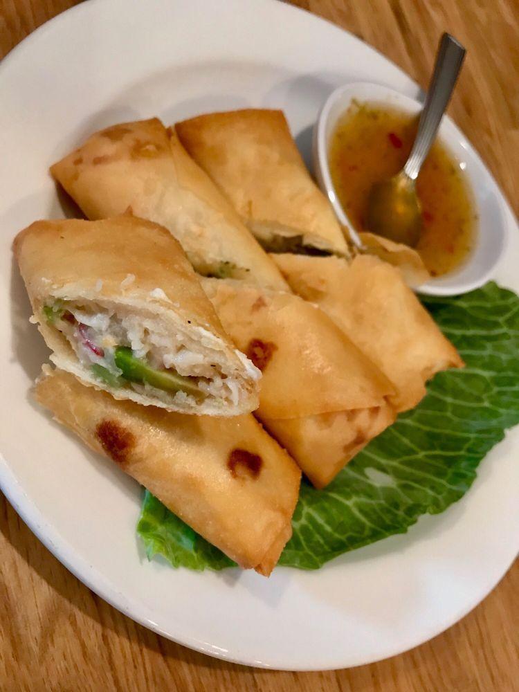 Crispy Thai Lobster Roll · Homemade with Lobster, crab, shrimp, avocado, celery, onion, and cream cheese in wonton skin fried to a golden brown. Comes with homemade dipping sauce.