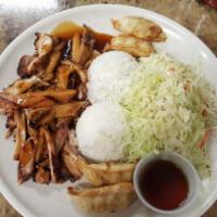 4 Piece Chicken and Gyoza Teriyaki Combo · Grilled chicken with traditional Japanese thick sweet sauce and teriyaki. Served with choice...