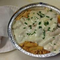 Baked Ziti · Cooked in an oven. Smooth tube shaped pasta. 