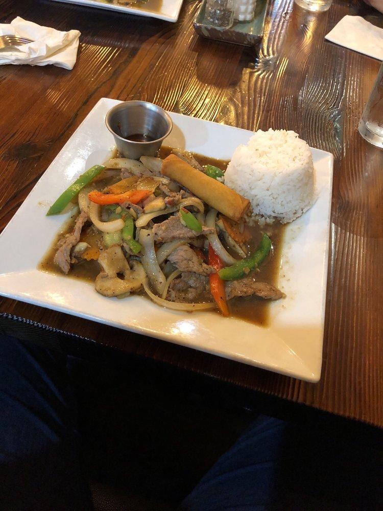 Pepper Steak · Slices of tender beef sauteed with onions, mushroom, carrot, bell peppers and black peppers. Lunch.
