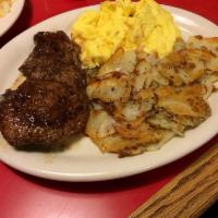 Steak and Eggs Plate · 8 0z Ribeye served with 2 eggs and potatoes