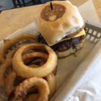 West Coast Burger · Potato bun - Grilled onions, jalapenos, mustard, American cheese, lettuce, tomato, pickle an...