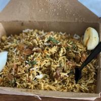 Mutton Biryani · Basmati rice with slow cooked mutton and in-house special spices. Gluten free.
