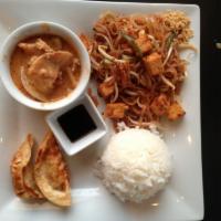 Massaman Curry · Sweet, sour, thick and mild with peanut, onions and potato. Extra potato for an additional c...