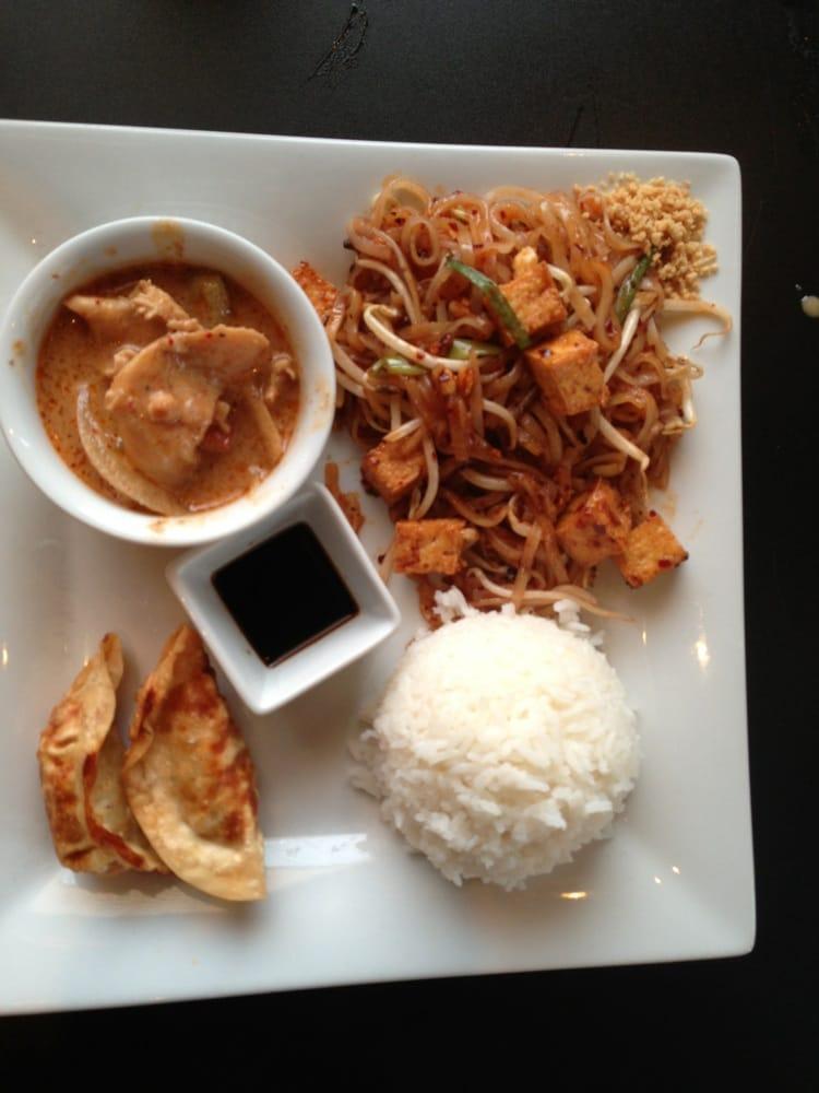 Massaman Curry · Sweet, sour, thick and mild with peanut, onions and potato. Extra potato for an additional charge.