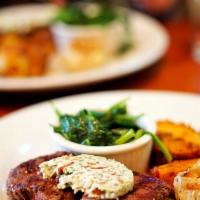 Filet Mignon · 8 oz. filet, with demi glace, portabella mushrooms.