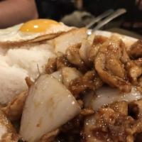 BBQ Lemongrass Chicken and Pork Chop on Rice · 