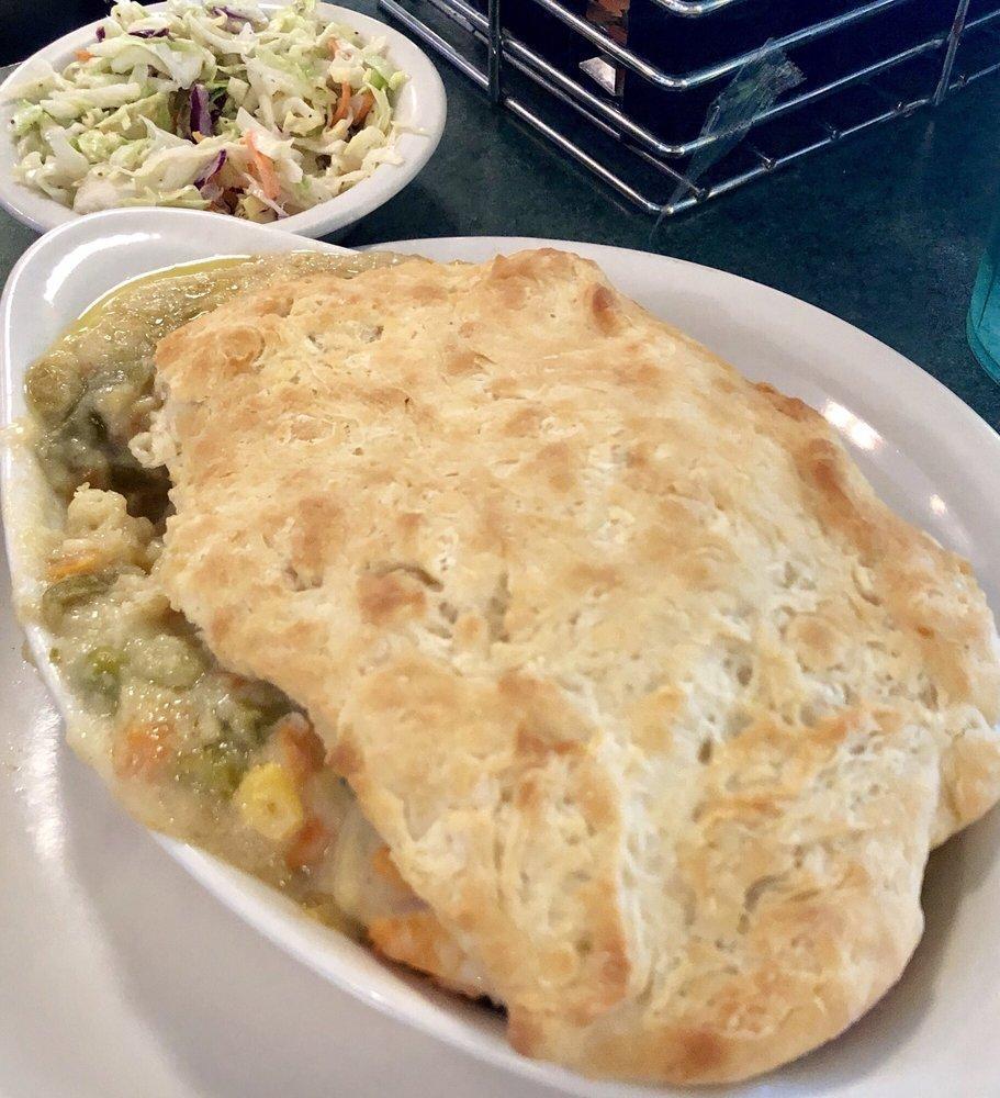 Chicken Pot Pie · Tender chicken, carrots, celery and corn in
our velvety cream sauce and topped with
our original homemade biscuit crust.
