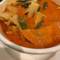 Red Curry · Red curry, broccoli, coconut milk, bamboo shoots, mushrooms, carrots, bell peppers, zucchini...