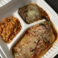 Chile Relleno Plate · 1 chile relleno with cheese, special sauce, rice and beans.
Corn or flour tortilla.