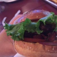 Bacon Cheeseburger · 7oz Beef Burger. Served with Bacon, Mayonnaise, Mustard, Ketchup, Lettuce, Tomato, Onion, Pi...