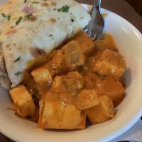 Paneer Tikka Masala · Cottage cheese cubes with crispy bell peppers and onions in a creamy tomato based sauce.