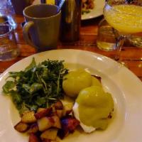 Corn Griddle Cake with Poached Eggs · 