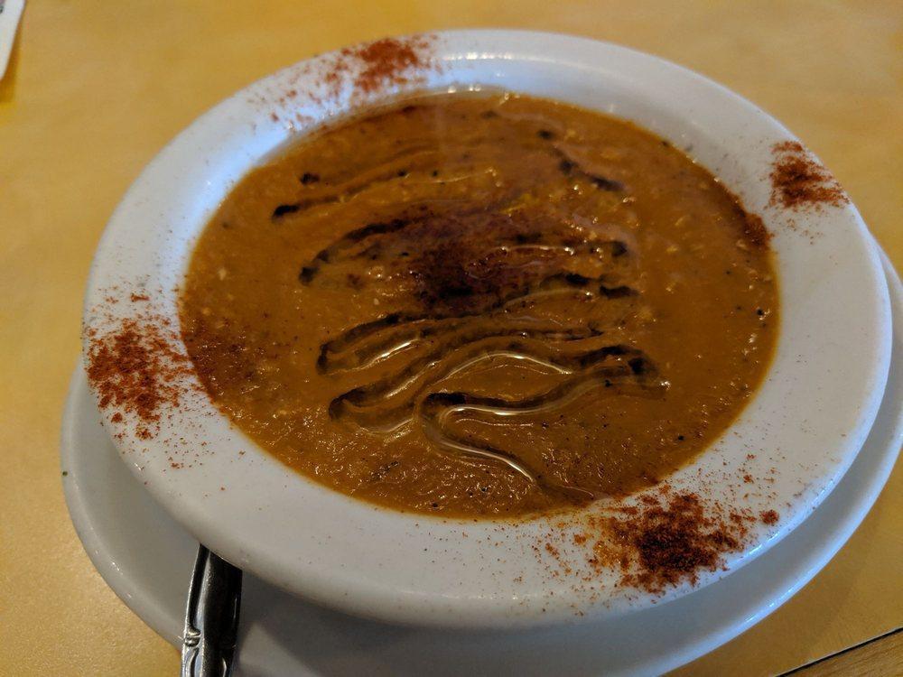 Lentil Soup · Fresh soup prepared with boiled soft red lentils, lemon juice, and our special spices.
