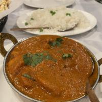 Chicken Tikka Masala · Chicken breast marinated in spices and yogurt. Grilled in the tandoori oven and cooked in a ...