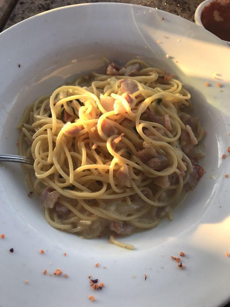 Spaghetti Carbonara · Spaghetti pasta with eggs and pacetta.