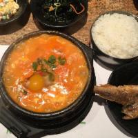 Seafood Tofu Soup · Served with shrimp, clam and oyster. Made with USDA organic tofu with no trans fat and MSG.