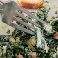 All Kale Caesar Salad · Organic black kale, (lemon juice and honey), roasted chicken, organic Persian cucumber, toma...